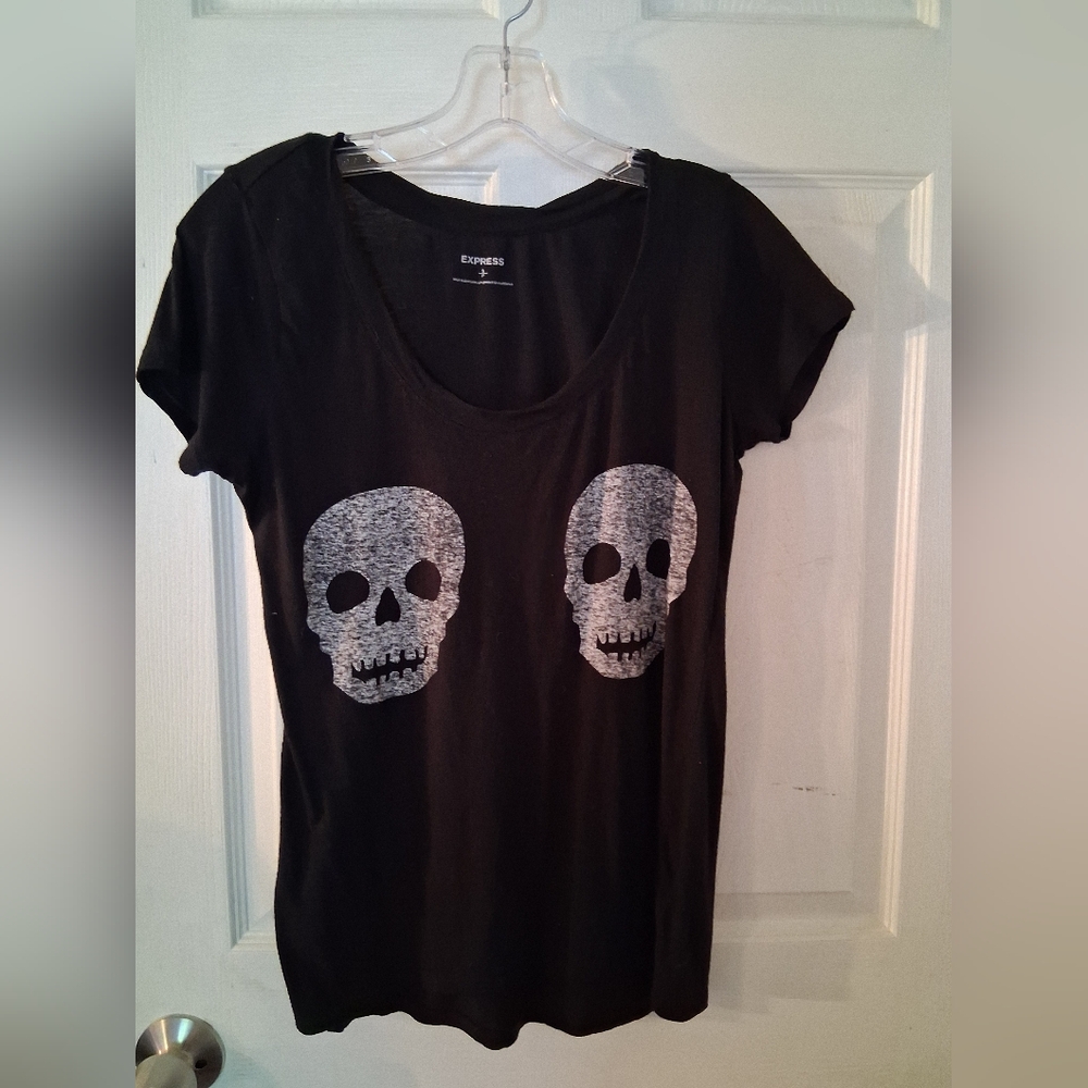 Express Black Skull Graphic T-Shirt